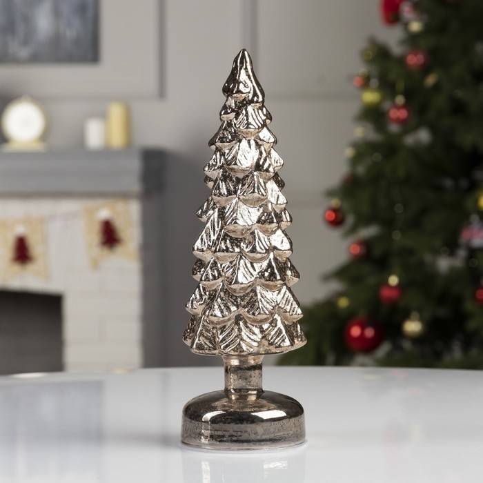 Светодиодная фигура &laquo;Золотистая ёлка&raquo; 9 &times; 29 &times; 9 см, стекло, батарейки АААх3 (не в комплекте), свечение тёплое белое