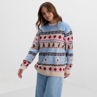 Новый год. Джемпер вязаный KAFTAN Scandinavia размер 50, голубой Новый год. Джемпер вязаный KAFTAN Scandinavia размер 50, голубой