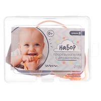 Набор прорезывателей для зубов &laquo;Зверята&raquo;, бутылочка, силиконовый шнурок, в контейнере, 4 шт.