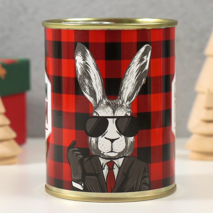 Носки в банке Носки в банке "С Новым годом, заяц" (мужские, цвет черный)