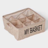 Органайзер для хранения белья Доляна My Basket, 9 ячеек, 28&times;28&times;12 см, цвет бежевый