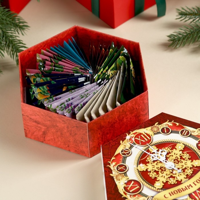 Новый год! Чайная коллекция &laquo;Новогодние часы&raquo; ассорти, 75,6 г (42 пакетика х 1,8 г).