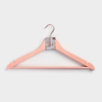 Плечики - вешалки для одежды LaDо́m Rose Gold, 44,5&times;1,2&times;23 см, 2 шт, с перекладиной, покрытие вельвет, широкие плечики, цвет розовый