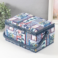 Шкатулка для рукоделия "Пэчворк. Синие цветы" 19х26х14,5 см