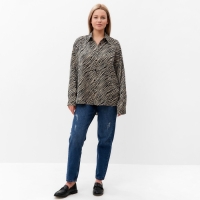 Блузка женская, цвет экрю, принт зебра, размер 54