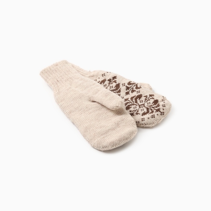 Варежки двойные женские, цвет св. бежевый, р-р 18 Варежки двойные женские, цвет св. бежевый, р-р 18