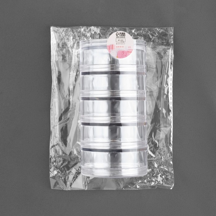 Баночки для хранения мелочей, накручивающиеся, d = 7 &times; 2,6 см, 5 шт