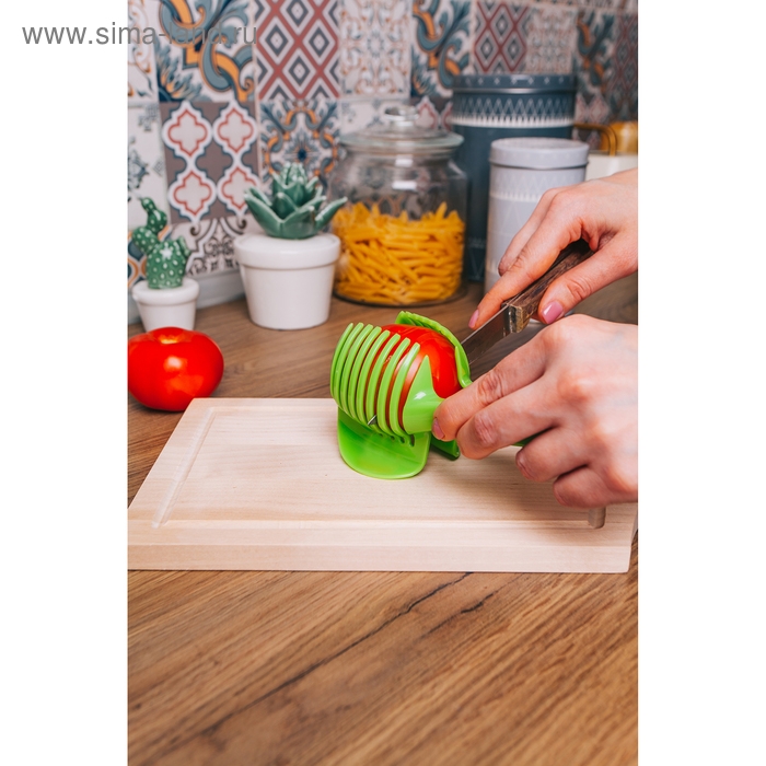 Щипцы для нарезки томатов Доляна, 18&times;8 см, цвет зелёный