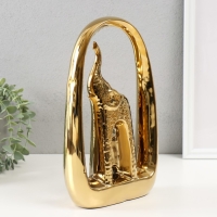 Сувенир керамика "Слон и слонёнок" золото 5,5х17,5х29 см