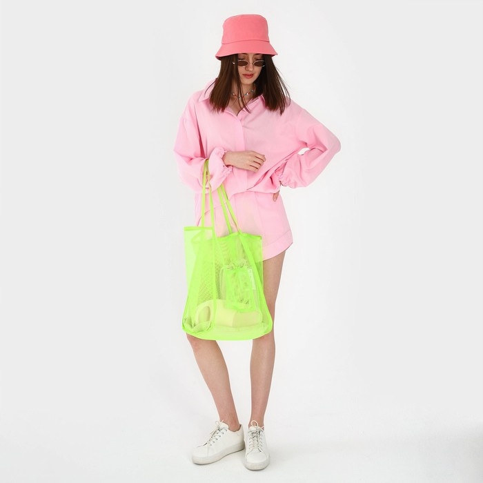 Сумка шопер пляжная, сеточная, 41х32х26 см, зелёный цвет