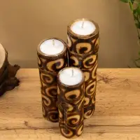 Свеча в бамбуке тройная, 14&times;13&times;30 см, 100 мл, коричневая