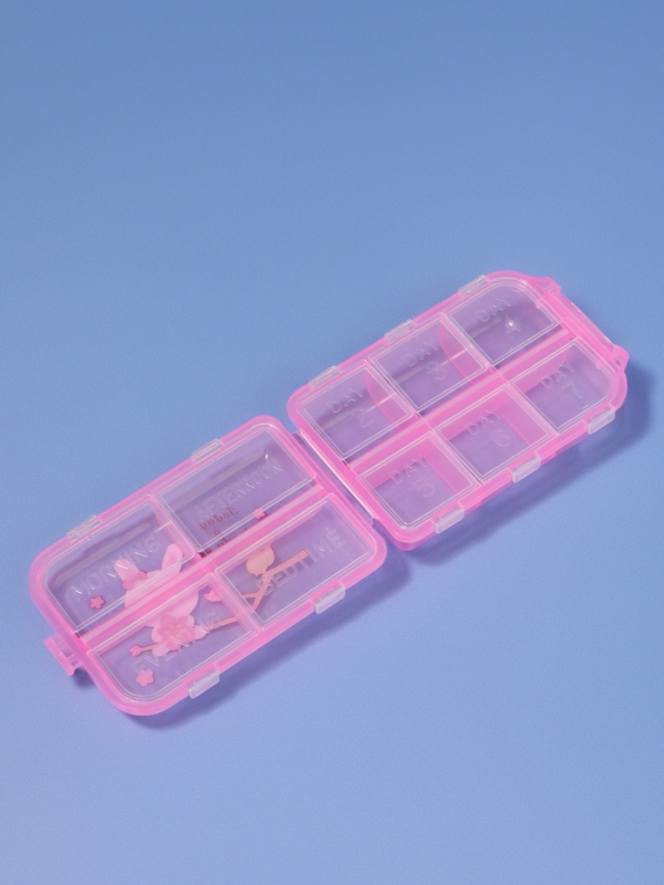 Таблетница, 9,5 × 6 × 3 см, 10 секций, цвет розовый Таблетница, 9,5 × 6 × 3 см, 10 секций, цвет розовый