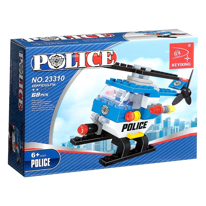 Конструктор Полиция &laquo;Вертолёт&raquo;, 68 деталей