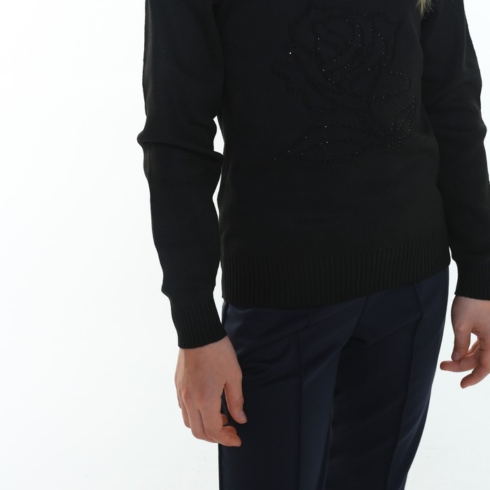 Джемпер-обманка для девочки, цвет чёрный, рост 140-146см