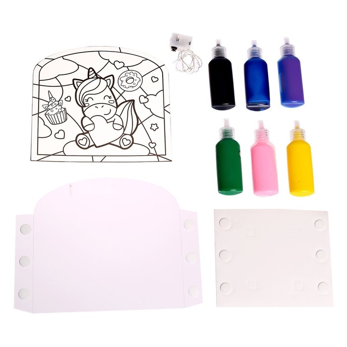 Набор для творчества &laquo;Волшебный ночник&raquo;, единорог, витражный, 5+