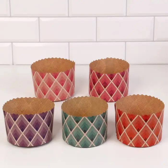 Формы бумажные для кекса, маффинов и кулича "Геометрия" 110х85 мм, МИКС (фасовка 1900 шт)