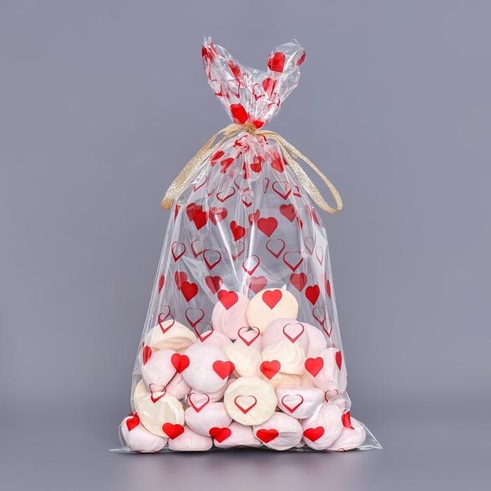 Пакет фасовочный БОПП, "Сердца" 20*35 см набор 50 шт