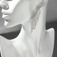 Серьги висячие со стразами «Вечное сияние» водопад, цвет белый в серебре Серьги висячие со стразами «Вечное сияние» водопад, цвет белый в серебре