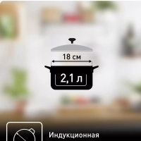 Кастрюля с крышкой Primary 18 см, 2,1 л, с мерной шкалой