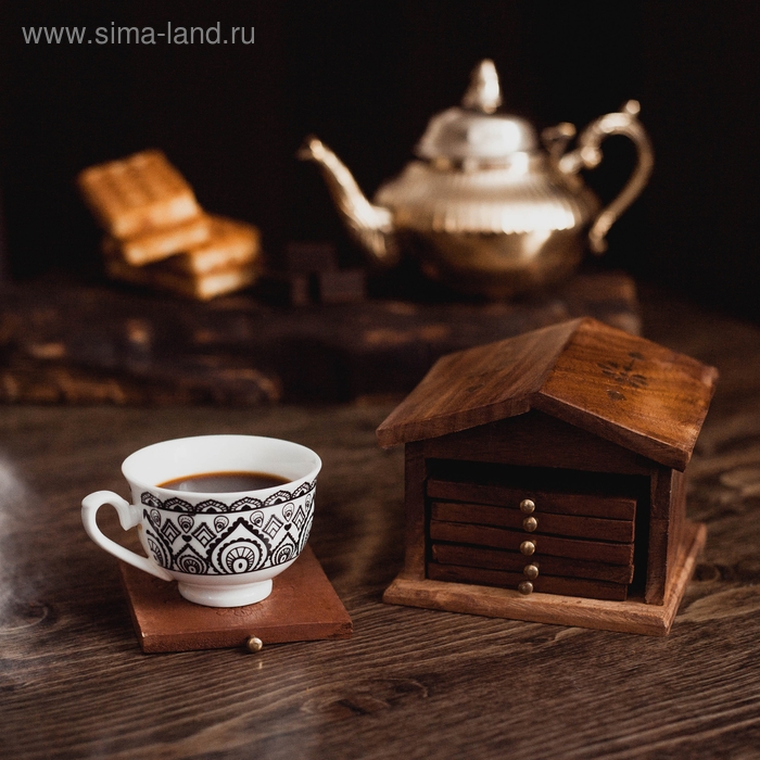 Подставка под горячее &laquo;Домик&raquo;, 6 шт., 8.5&times;10&times;10 см, дерево