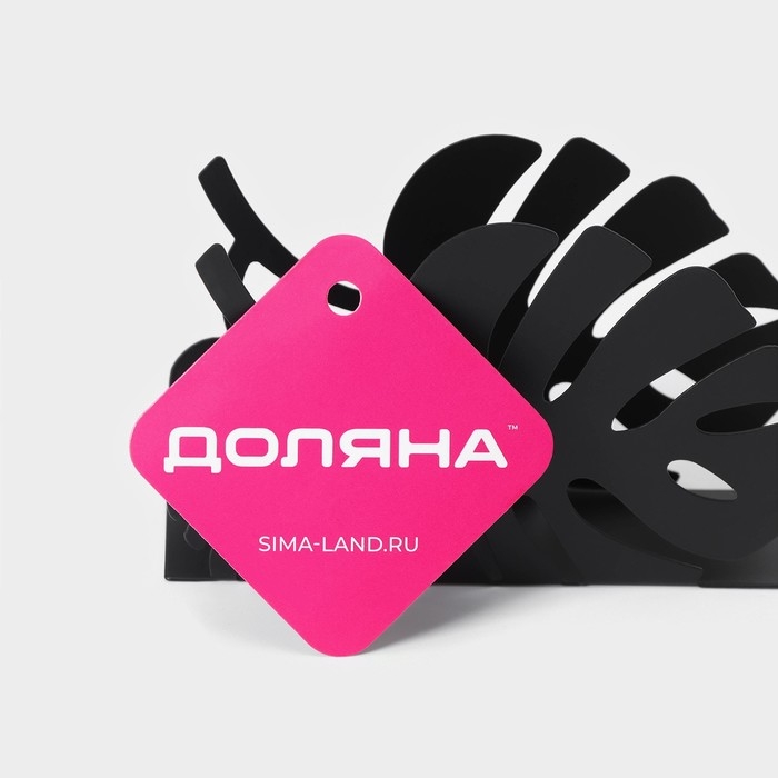 Салфетница Доляна &laquo;Листья&raquo;, 13&times;4&times;7,5 см, цвет чёрный