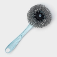 Губка для посуды Доляна &laquo;Бублик&raquo;, с ручкой, металлическая, 15 г, цвет МИКС