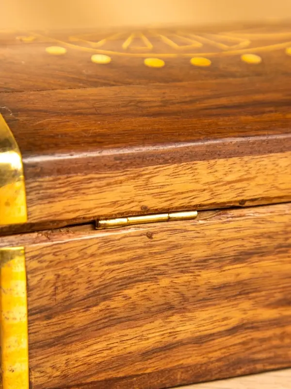 Шкатулка "Глу" 18х12,8х8 см, дерево шишам, латунь