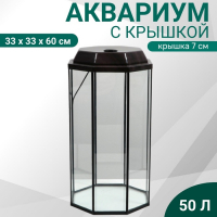 Аквариум "Восьмигранный" с крышкой, 50 литров, 33 х 33 х 60/67 см, венге Аквариум "Восьмигранный" с крышкой, 50 литров, 33 х 33 х 60/67 см, венге
