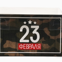 Коробка для капкейков, кондитерская упаковка, 4 ячейки &laquo;23 Февраля&raquo;, 16 х 16 х 10 см