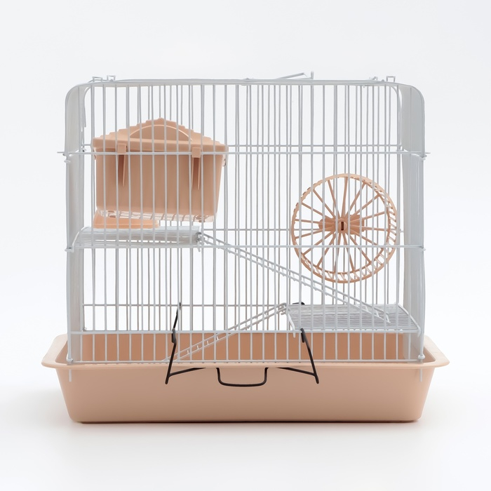 Клетка для грызунов Клетка для грызунов "Пижон" №3, с 2-я этажами, укомплектованная, 33 х 24 х 28 см, бежевая