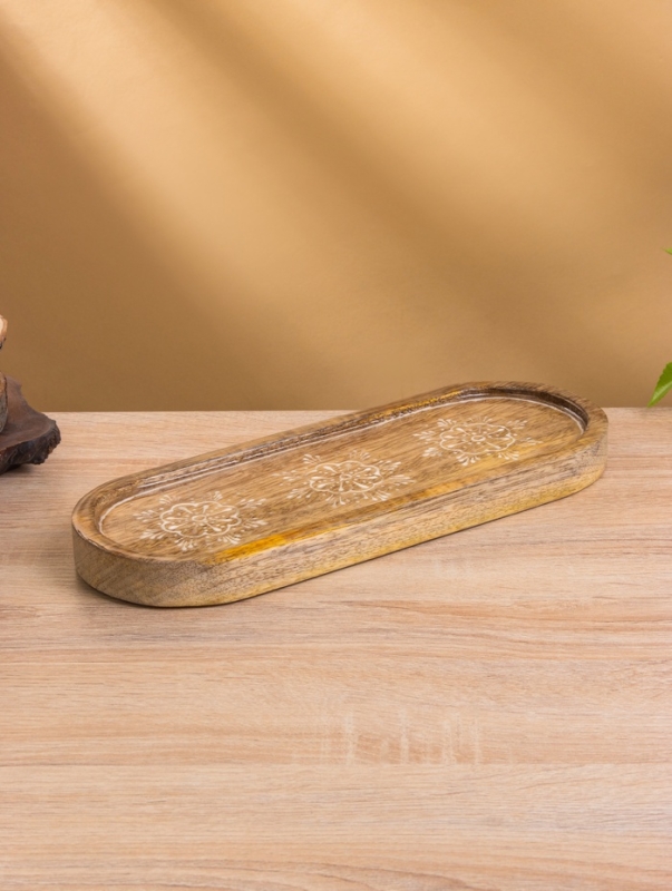 Набор розеток на подносе "Пряник" (3 шт) дерево манго 33,5х13х6,5 см