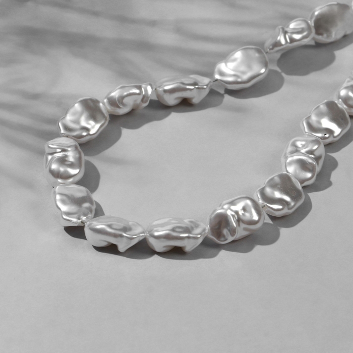 Бусины пластиковые на нити &laquo;Жемчуг&raquo; 15&times;10 мм, (набор 80 шт.), цвет белый