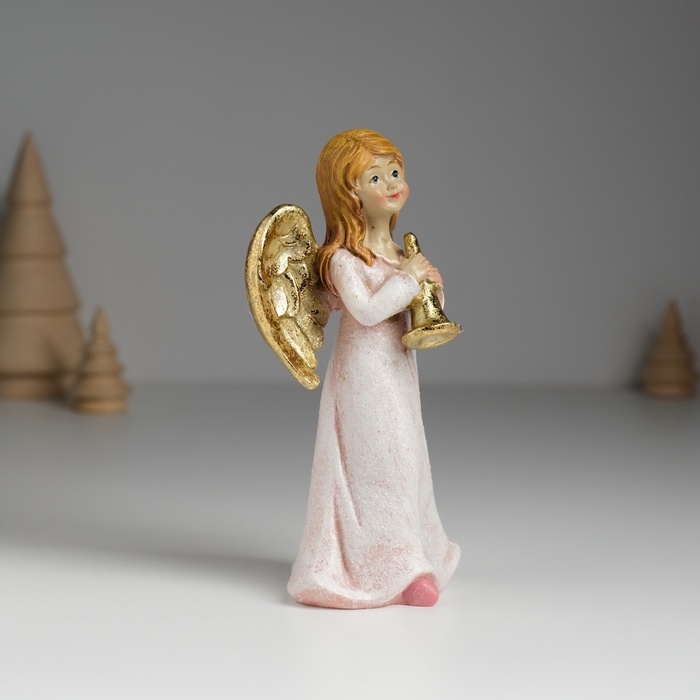 Сувенир полистоун "Ангел музыкант в розовом платье" МИКС 6,5х4,5х13 см