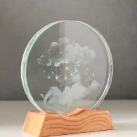Сувенир стекло свет "Диск. Облако со звёздами" 5хLED d=10 см, USB 10х4х11,4 см
