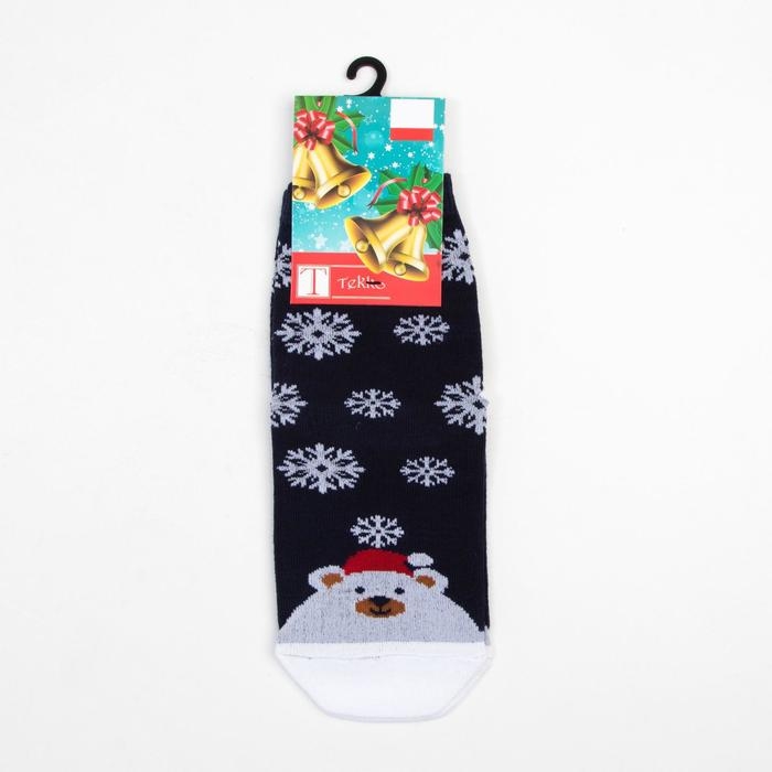 Носки детские «Мишка и снежинки» цвет синий, размер 22-24 Носки детские «Мишка и снежинки» цвет синий, размер 22-24