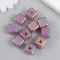 Бусина для творчества пластик "Кубик. Перламутровый блеск" фиолет 1,4х1,4х1,4 см