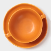 Бульонница Magistro "Potter" 255мл 15х2,5 цвет оранжевый с блюдцем