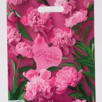 Пакет "Розовые пионы , полиэтиленовый с вырубной ручкой 30х40 см, 60 мкм