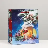 Пакет подарочный "Фонарь в лесу", 18 х 22,3 х 10 см