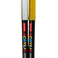 Набор маркеров акриловых 2 штуки, золото/серебро, пулевидный наконечник 4мм