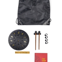 Глюкофон - музыкальный инструмент, дельфин черный, 11 лепестков, 18 х 18 х 11 см