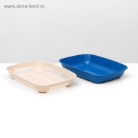 Туалет округлый с сеткой 33,5 х 25 х 6 см, бежевый/синий