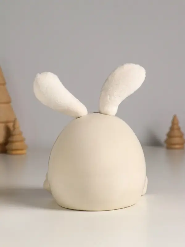 Сувенир керамика, текстиль "Зайчик круглый" белый 9х9,5х12 см