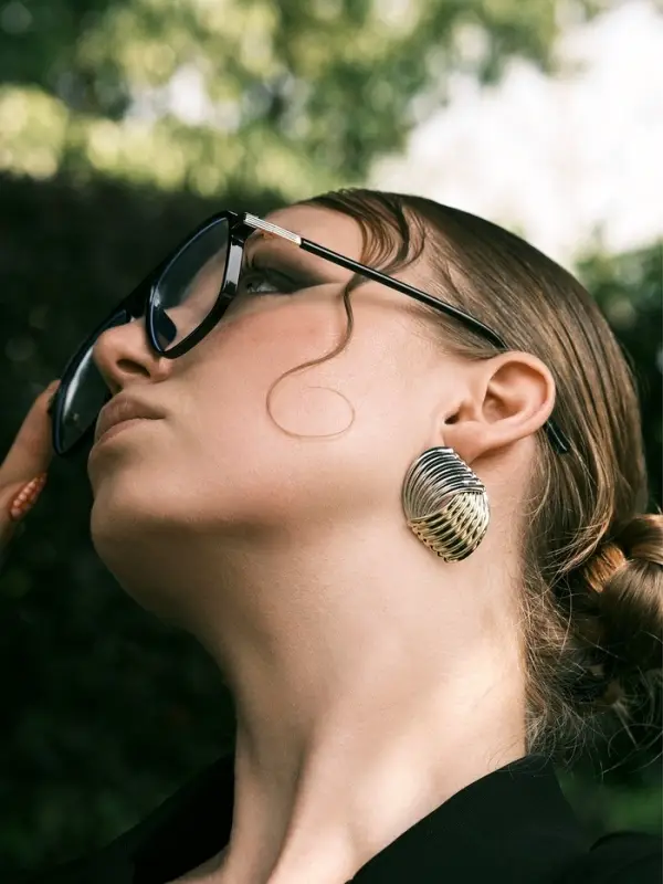 Серьги металл "Тренд" плетение, цвет золото с серебром