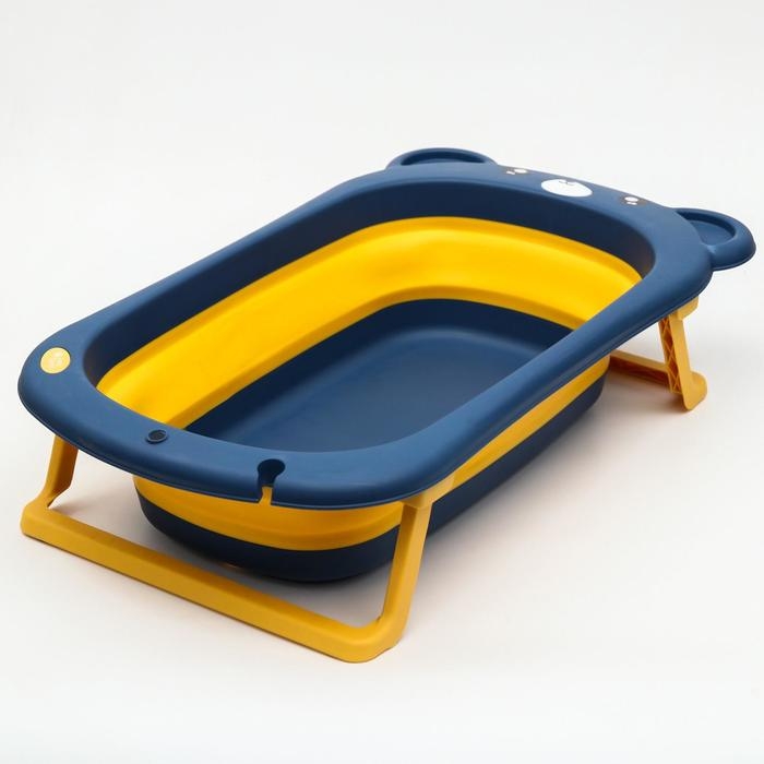 Ванночка детская складная со сливом, &laquo;Мишка&raquo;, 83 см., цвет синий
