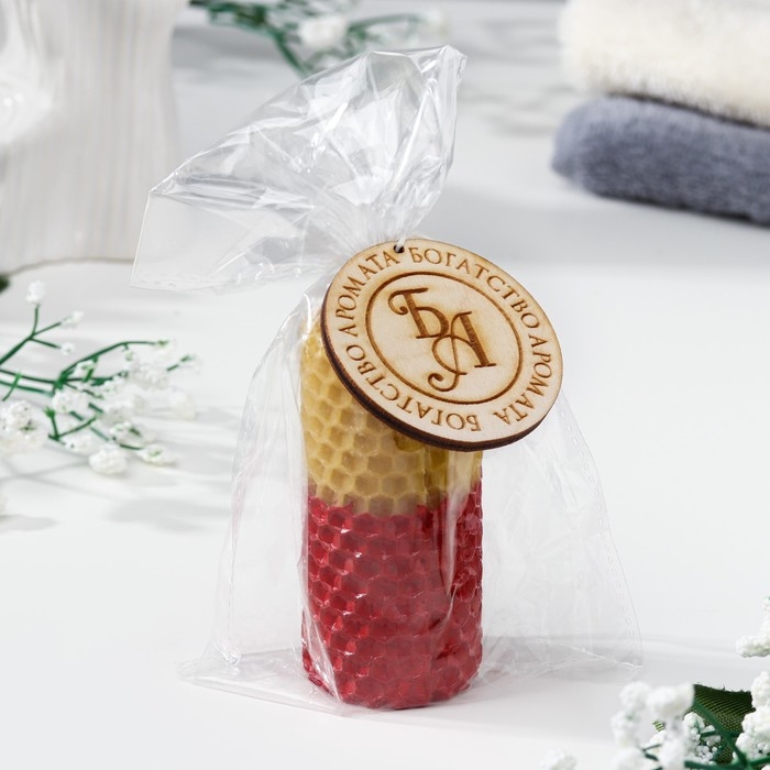 Свеча из вощины, медово-красная, 8 см