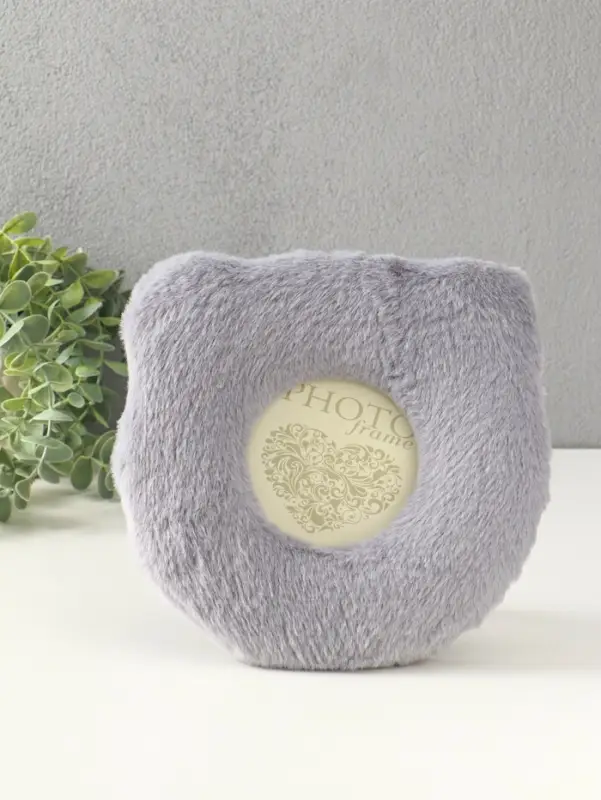 Фоторамка МДФ, иск. мех 11х11 см "Серый мишка" 20х2х20 см