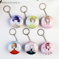 Шкатулка на кольце металл "Девочка с цветами" МИКС 2,1х4,5х4,5 см