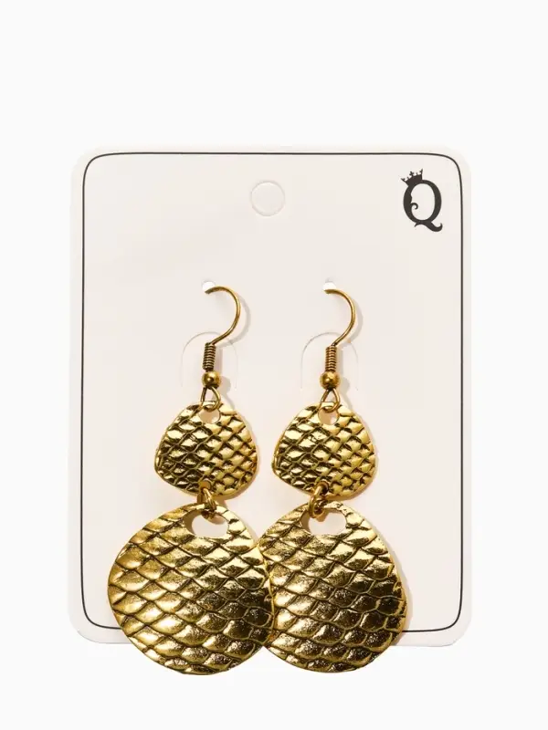 Серьги метал "Аутентичность" диски, чешуя, цвет чернёное золото