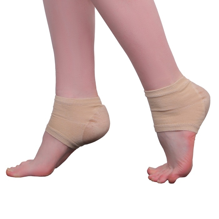 Напяточники для педикюра, увлажняющие, с силиконовыми вставками, ONE SIZE, цвет бежевый Напяточники для педикюра, увлажняющие, с силиконовыми вставками, ONE SIZE, цвет бежевый